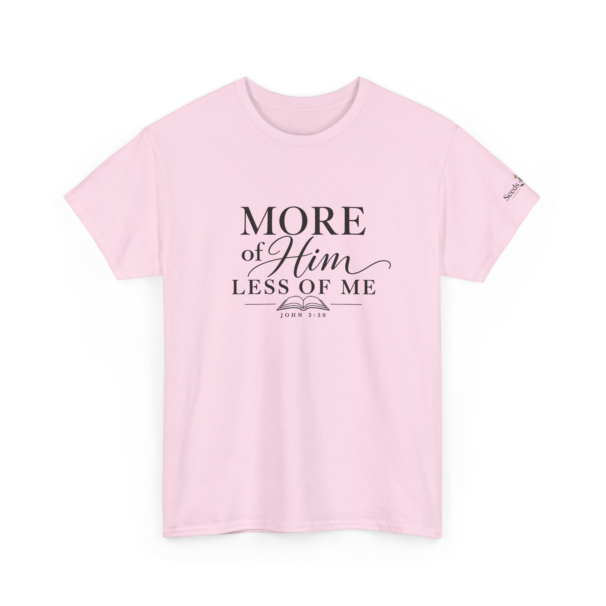 More of Him Less of Me Tee in Light Pink